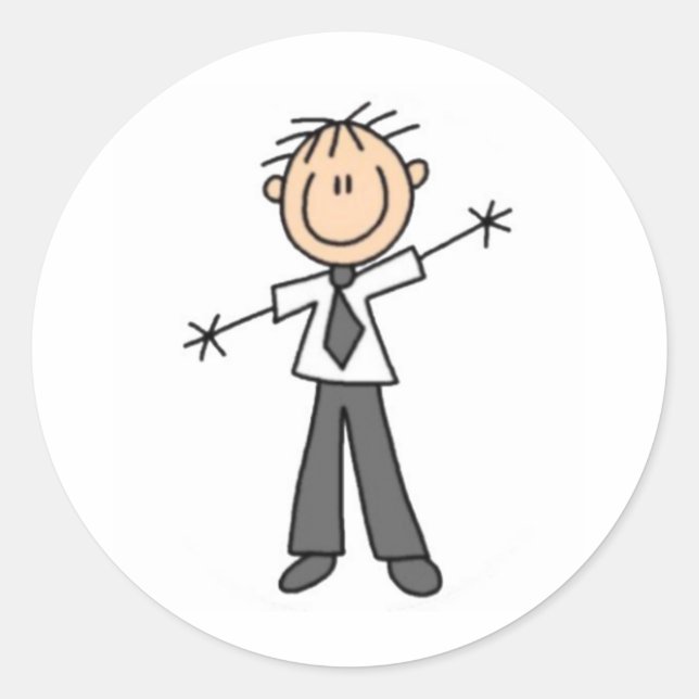 Adesivo Redondo Pai Stick Figure (Frente)
