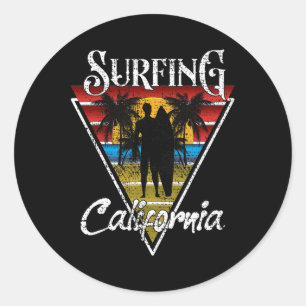 Adesivo Redondo Pai Surfista Praias da Califórnia Surf Cali Beach 