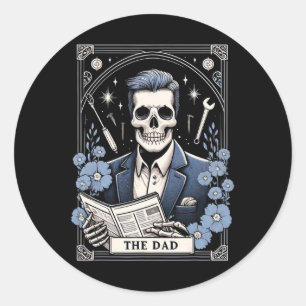 Adesivo Redondo Pai Tarot Card Skeleton Dia de os pais Skull Pai C