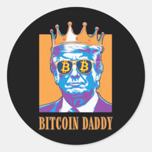 Adesivo Redondo Pai Trump Crypto King Bitmoney Chi