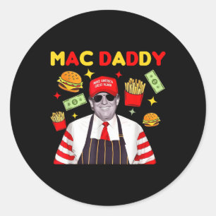 Adesivo Redondo Pai Trump Mac Uni - Preto - Pequeno - Folga Curta