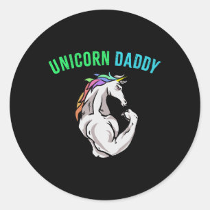 Adesivo Redondo Pai Unicorn - Funny Magical Malhação Bodybuilder