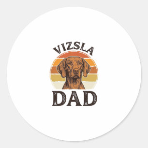Adesivo Redondo Pai Vizsla Design de Gravação Antiga_1