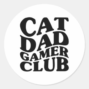 Adesivo Redondo Pai Wavy Cat Jogando no Lover Engraçado