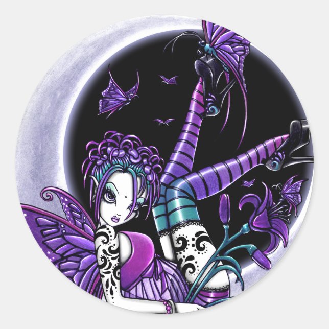 Adesivo Redondo "Paige" Borboleta-Arco-Íris (Frente)