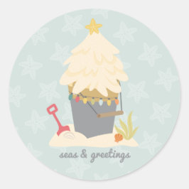 Adesivo Redondo Pail de Areia de Natal de Praia