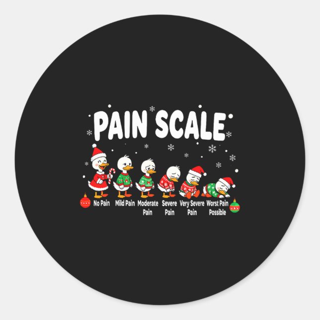 Adesivo Redondo Pain Scale Christmas Goose Funny Nurse Christmas I (Frente)