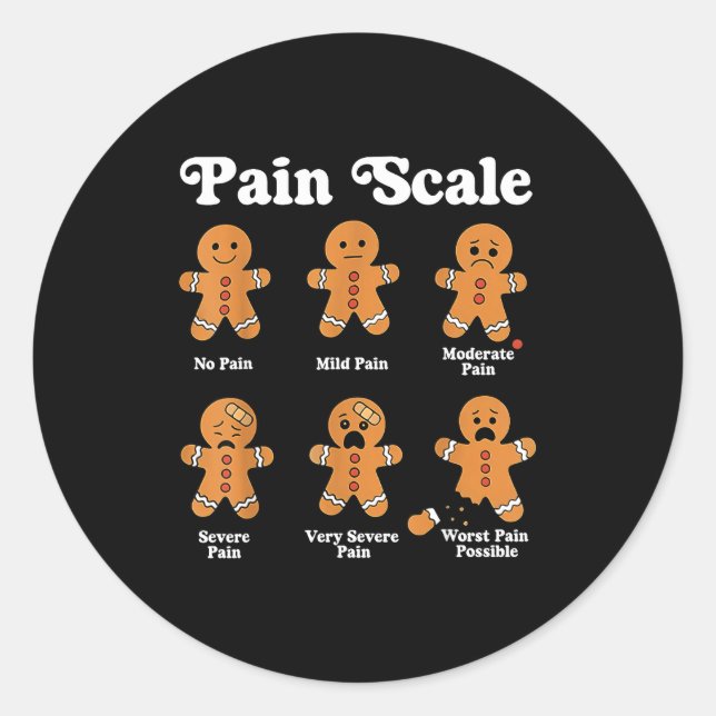 Adesivo Redondo Pain Scale Funny Gingerbread Christmas Nurse Pain  (Frente)
