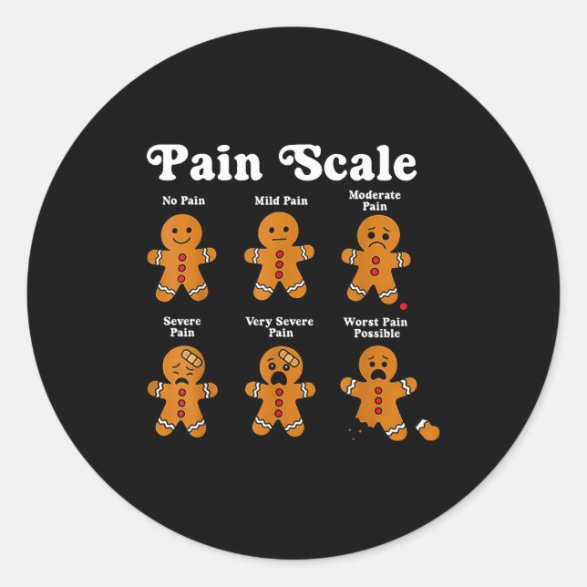 Adesivo Redondo Pain Scale Funny Gingerbread Man Christmas Nurse H (Frente)