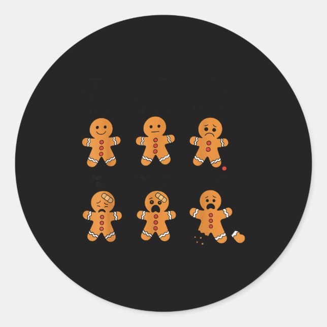 Adesivo Redondo Pain Scale Funny Gingerbread Man Christmas Nurse H (Frente)