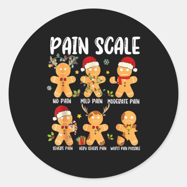 Adesivo Redondo Pain Scale Gingerbread Trauma Nurse Christmas Nurs (Frente)