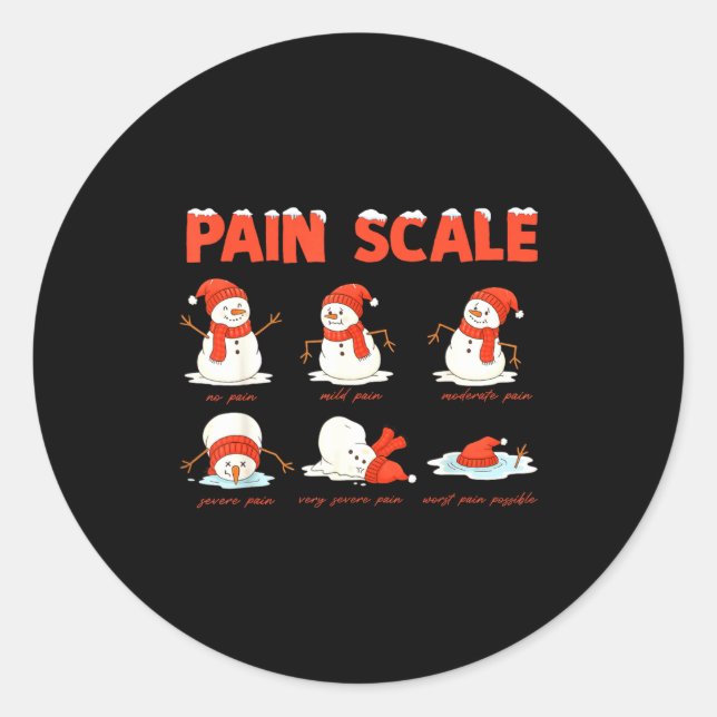 Adesivo Redondo Pain Scale Snowman Funny Nurse Christmas Icu Nurse (Frente)