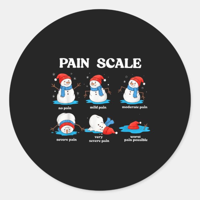 Adesivo Redondo Pain Scale Snowman Funny Nurse Christmas Men Women (Frente)