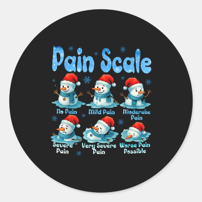 Adesivo Redondo Pain Scale Snowman Healthcare Worker Pain Essment  (Frente)