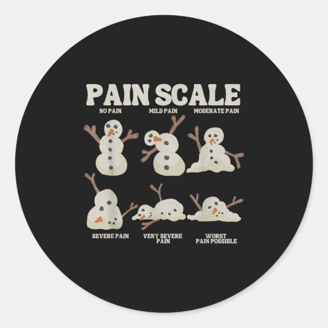 Adesivo Redondo Pain Scale Snowman Nurse Christmas Xmas Snow Pajam (Frente)