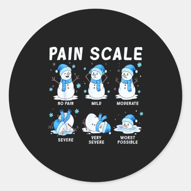 Adesivo Redondo Pain Scale Snowman Nurse Christmas Xmas Snow Pajam (Frente)