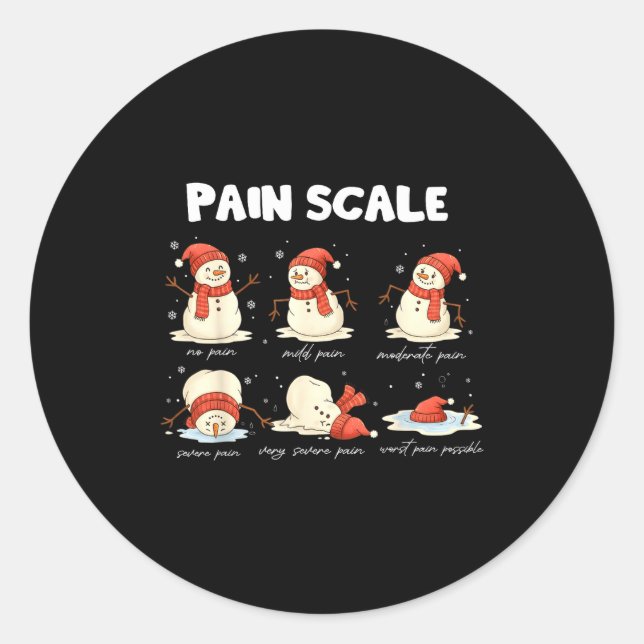 Adesivo Redondo Pain Scale Snowman Nurse Christmas Xmas Snow Pajam (Frente)