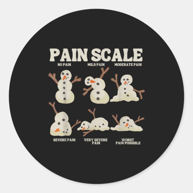 Adesivo Redondo Pain Scale Snowman Nurse Christmas Xmas Snow Pajam (Frente)
