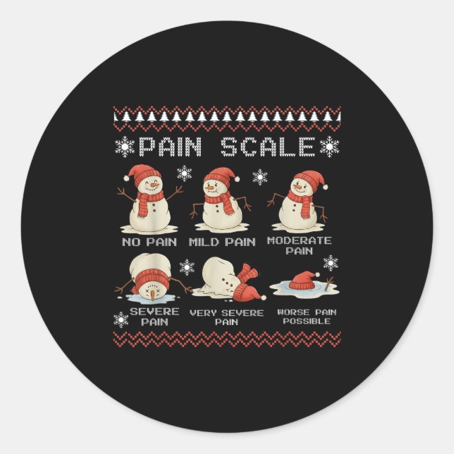 Adesivo Redondo Pain Scale Snowman Pain Essment Trauma Nurse Ugly  (Frente)