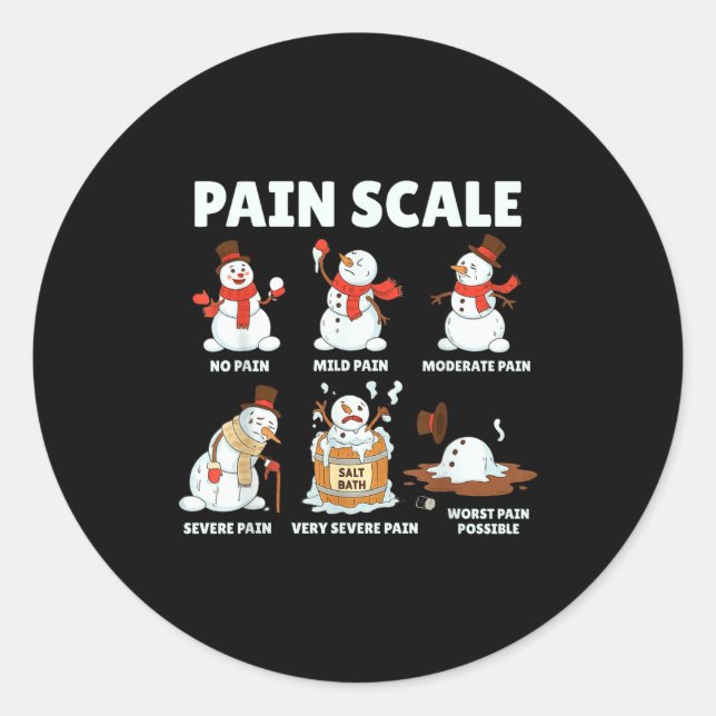 Adesivo Redondo Pain Scale Snowman Xmas Funny Nurse Christmas Icu  (Frente)