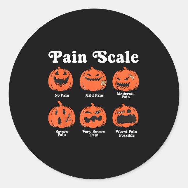 Adesivo Redondo Pain Scale Soky Pumpkin Fall Halloween Trauma Nurs (Frente)