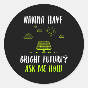 Adesivo Redondo Painéis solares de energia solar Brilham Futuro En