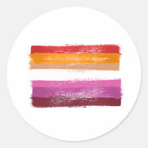 ADESIVO REDONDO PAINEL DE BANDEIRA DE ORGULHO LESBIANO PINTADO