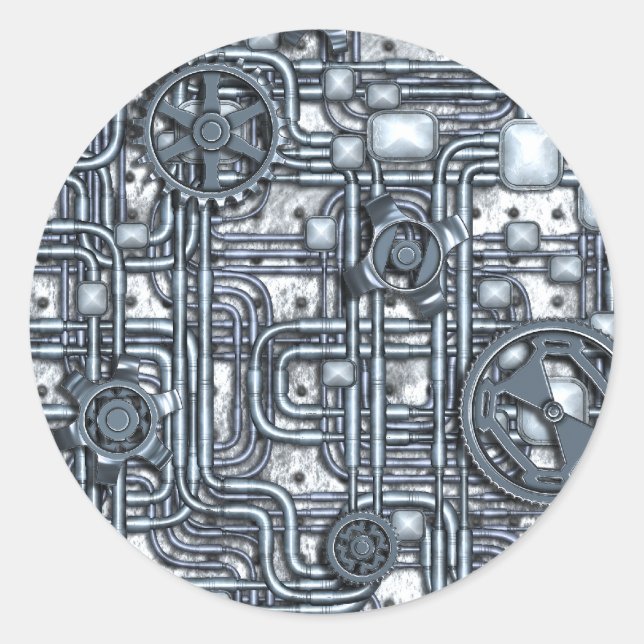 Adesivo Redondo Painel de galhardetes - Ursos e Tubos - Aço (Frente)