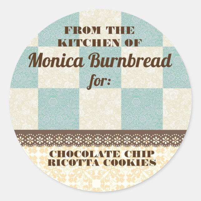 Adesivo Redondo Painel de verificação do chique da cozinha da comi (Frente)