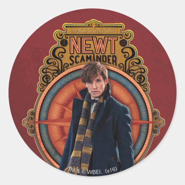 Adesivo Redondo Painel NEWT SCAMANDER™ Art Nouveau em pé (Frente)