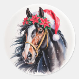 Adesivo Redondo Paint Horse Christmas Sticker