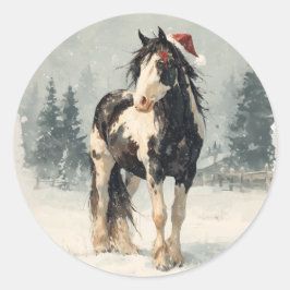 Adesivo Redondo Paint Horse Christmas Sticker