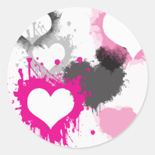 Adesivo Redondo Paint Splash Heart Pattern Round Stickers