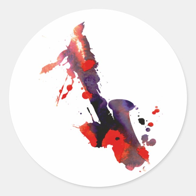Adesivo Redondo Paint Splat Saxofone (Frente)