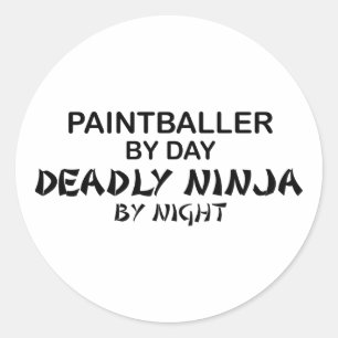 Adesivo Redondo Paintballer Ninja mortal em a noite