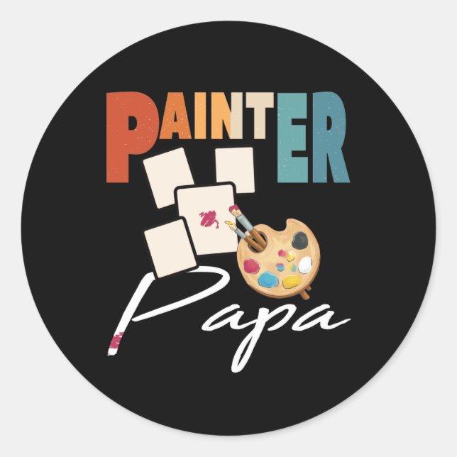 Adesivo Redondo Painter Papa Artist Design For Father's Day (Frente)