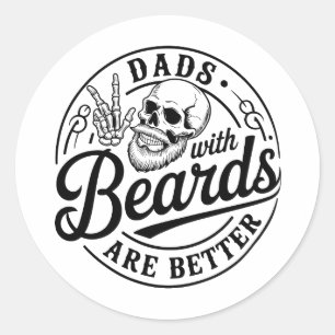 Adesivo Redondo Pais Com Barbas São Melhores Dia dos Pais Caveira
