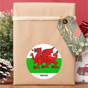 Adesivo Redondo País de Gales Flag/Celtic Dragon