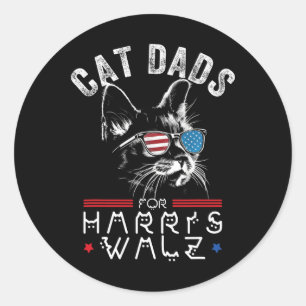 Adesivo Redondo Pais De Gato Engraçados Para Harris Waltz 2024 Sin