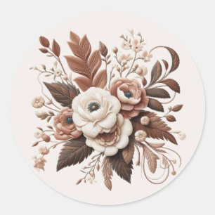 Adesivo Redondo País Elegante Moderno Ocidental- Floral