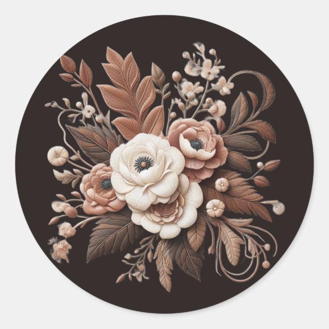 Adesivo Redondo País Elegante Moderno Ocidental- Floral (Frente)