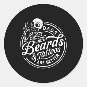 Adesivo Redondo Pais Engraçados De Dia de os pais Com Barbas E Tat