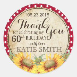 Adesivo Redondo País Girassóis Russo Obrigado Rótulo