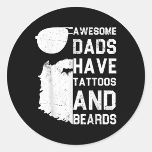 Adesivo Redondo Pais Incríveis De Mens Têm Tatuagens E Barbas - En