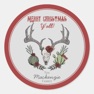 Adesivo Redondo País Ocidental Feliz Natal Y Todos Feriados