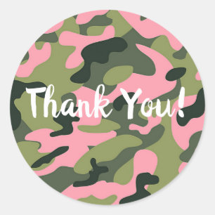 Adesivo Redondo País Rosa Verde Camuflagem Exército Camuflagem Ani