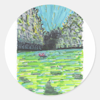 Adesivo Redondo Paisagem aquosa colorida da Tailândia