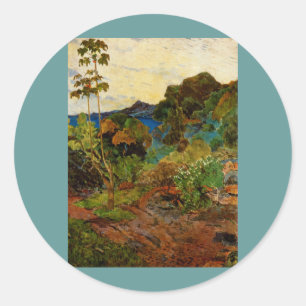 Adesivo Redondo Paisagem da Martinica de Paul Gauguin (1887)