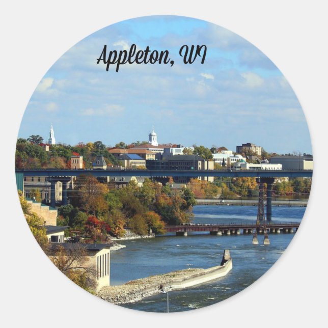 Adesivo Redondo paisagem de Appleton, Wisconsin (Frente)