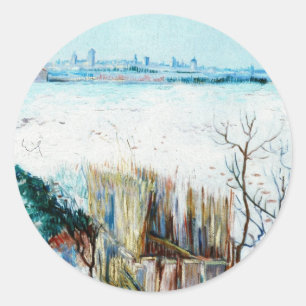 Adesivo Redondo Paisagem de neve com Arles por Vincent van Gogh